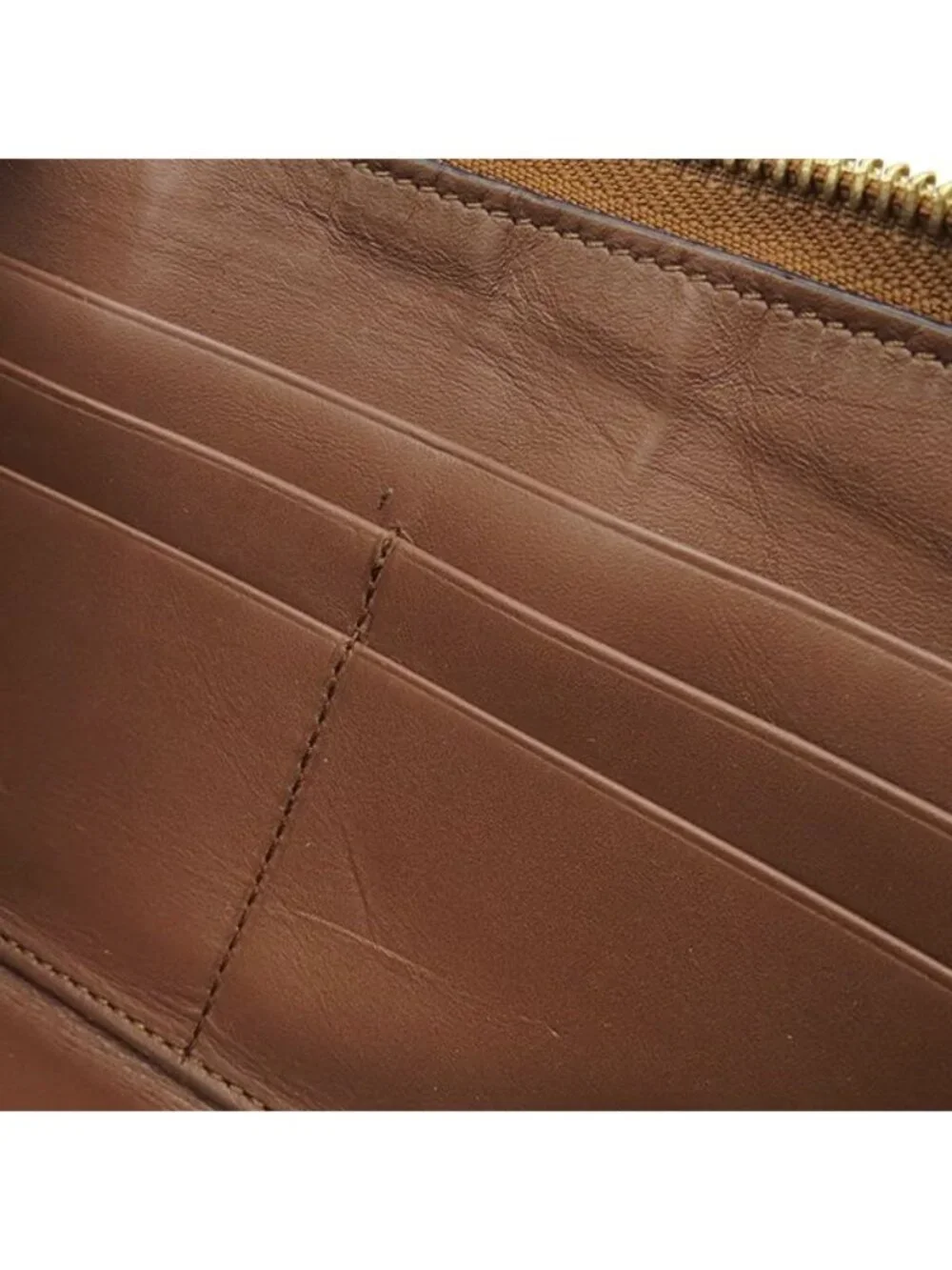 Loewe Wallet Star Motif Grain Calf Leather Brown Gold Zip Around